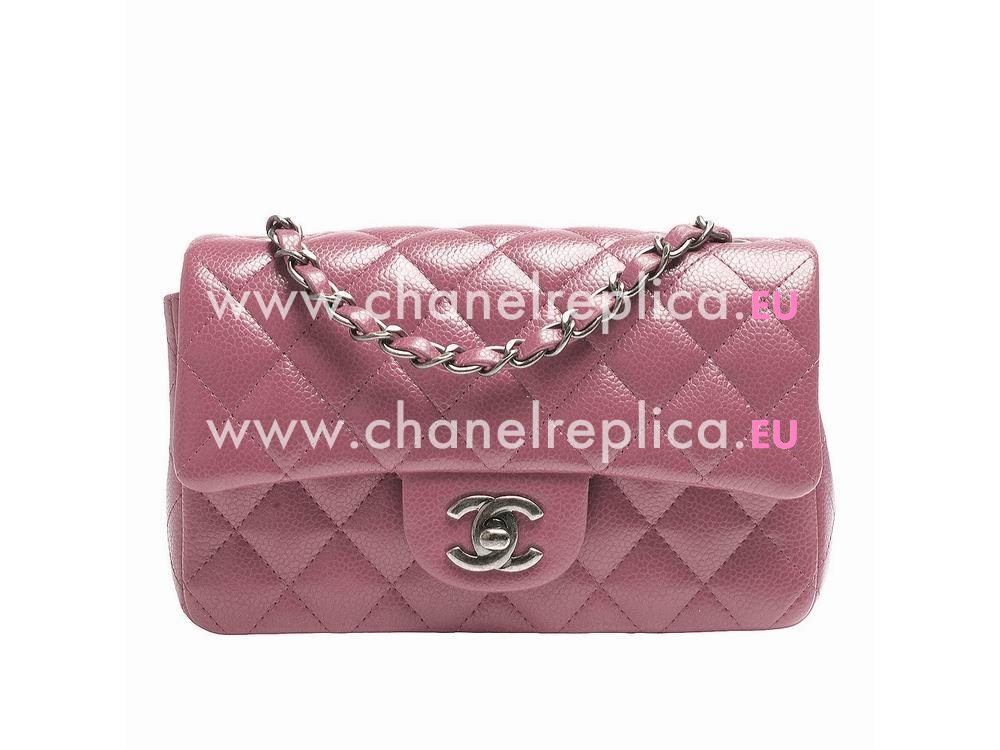 Chanel Caviar Mini Classic Flap Bag Purple Anti-silver A69900C-PIN-PINKPU