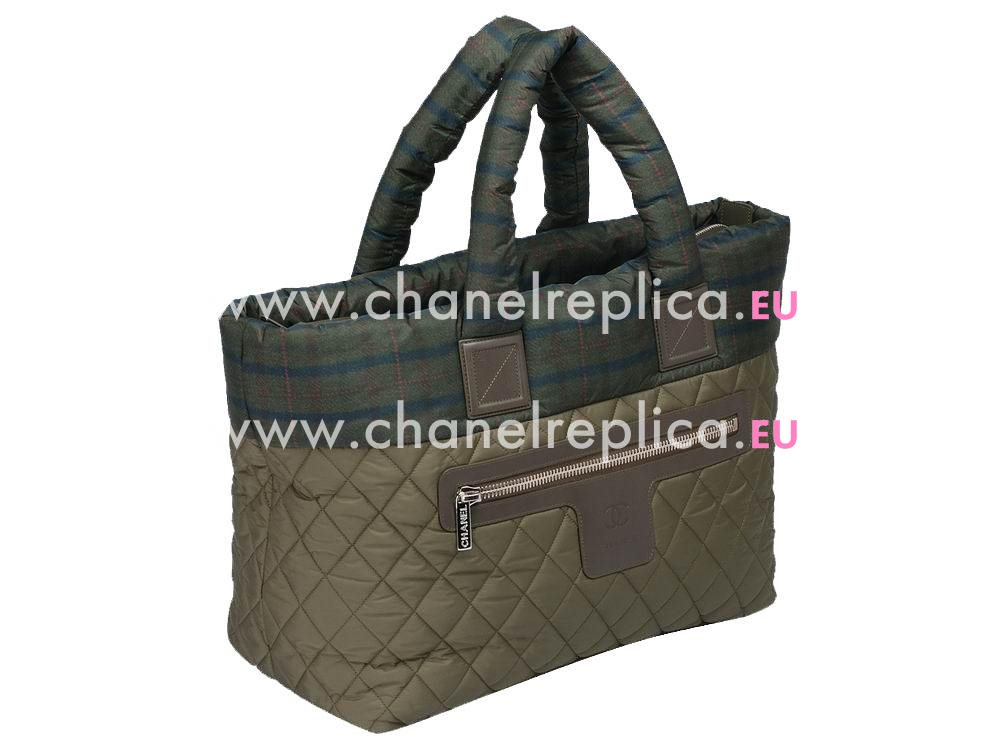 ChanelAutumn Cococoon Nylon Shop Tote Blackish Green A571167