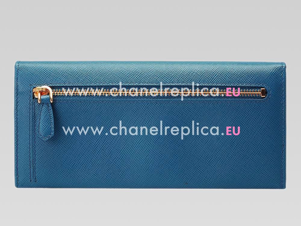 Prada Saffiano Lux Cowhide Women Wallet Cornflower Blue P482628