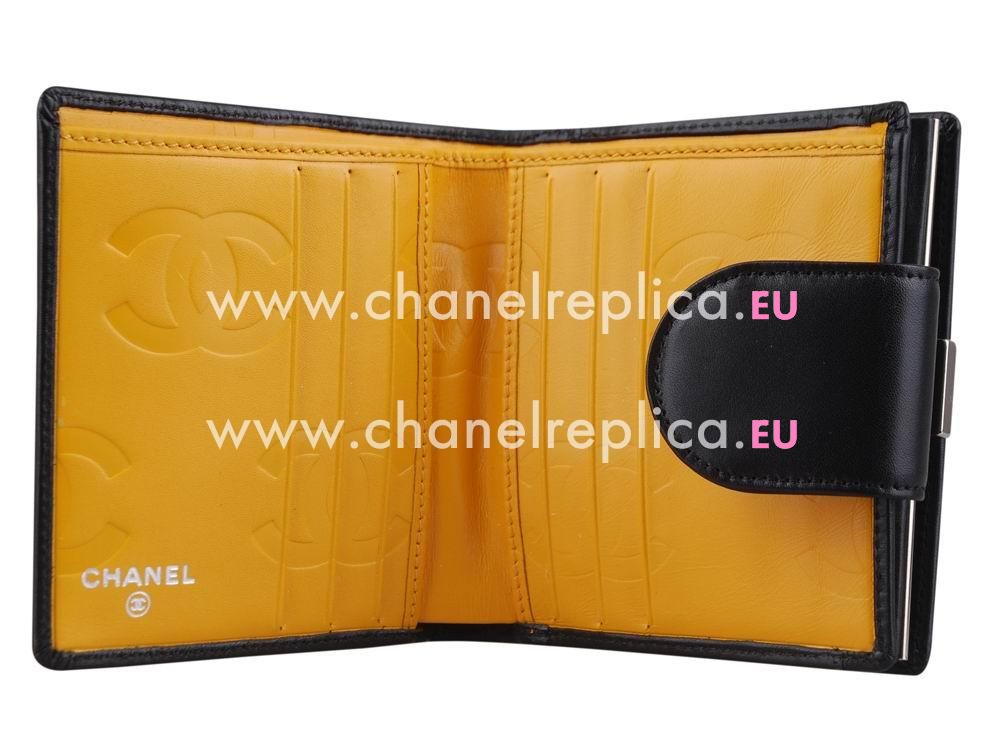 Chanel Lambskin Gray CC Cambon Short Wallet Black A26720BLA