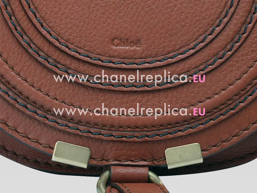 CHLOE Nano Marcie Calfskin Saddle Bag Whiskey Brown C457362