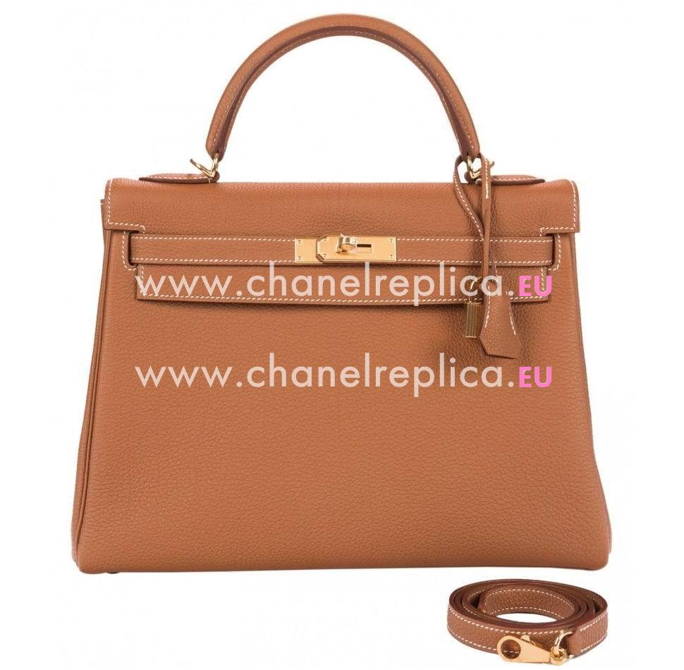 Hermes 32cm Gold Togo Leather Kelly Bag with Gold Hardware Handbag HK1032GTK