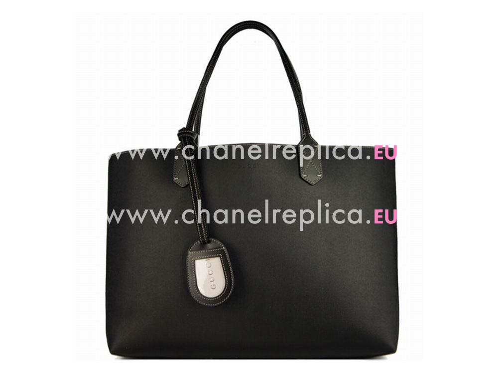 Gucci Calfskin Two Sided Tote Bag In Khaki Black G365568