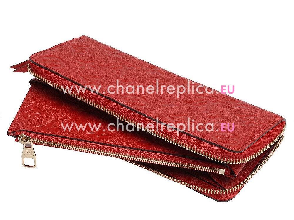 Louis Vuitton Monogram Empreinte Clemence Wallet Cherry M60169