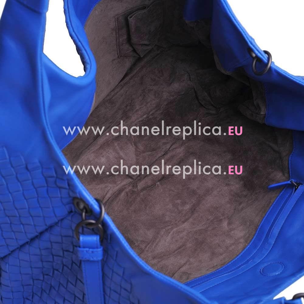 Bottega Veneta Campana Nappa Woven Large Shouldbag Sapphire Blue BV124864