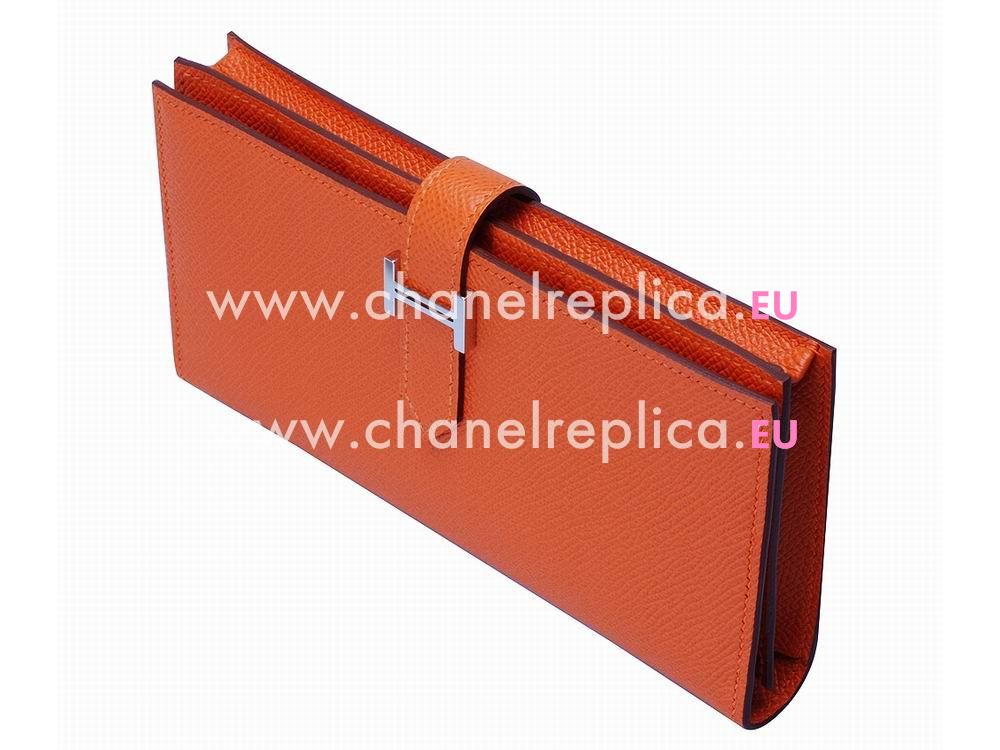 HermesBeant Epsom Leather Long Wallet Orange H54859