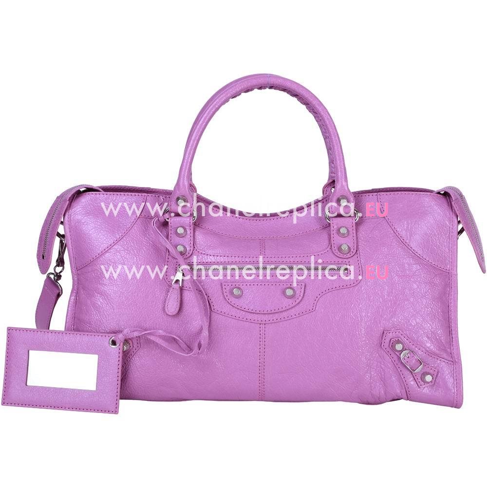 Balenciage Pomple Lambskin Silvery hardware Bag Pink Purple B2055075