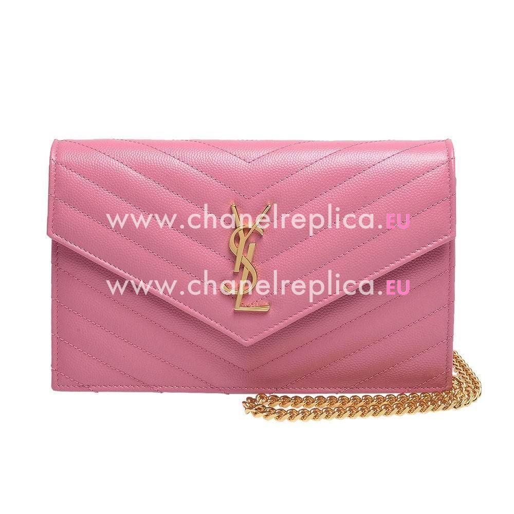 YSL Saint Laurent Monogram YSL Logo Caviar Calfskin Bag Pink Y6113009