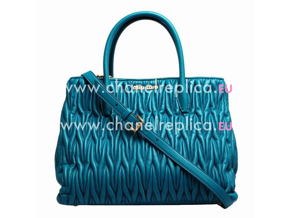 Miu Miu Matelasse Lux Nappa Leather Large Bag In Turquoise RN941G