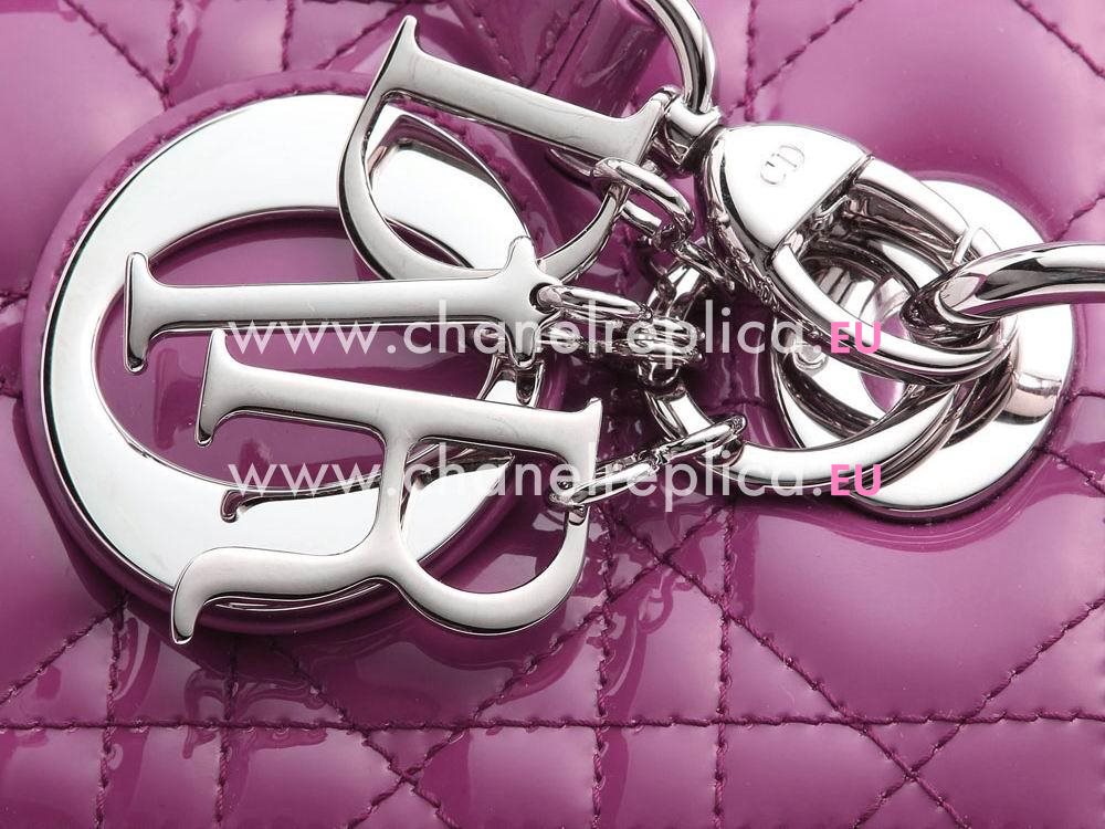 Dior Lady Dior Patent Leather Bag In Purple D2991