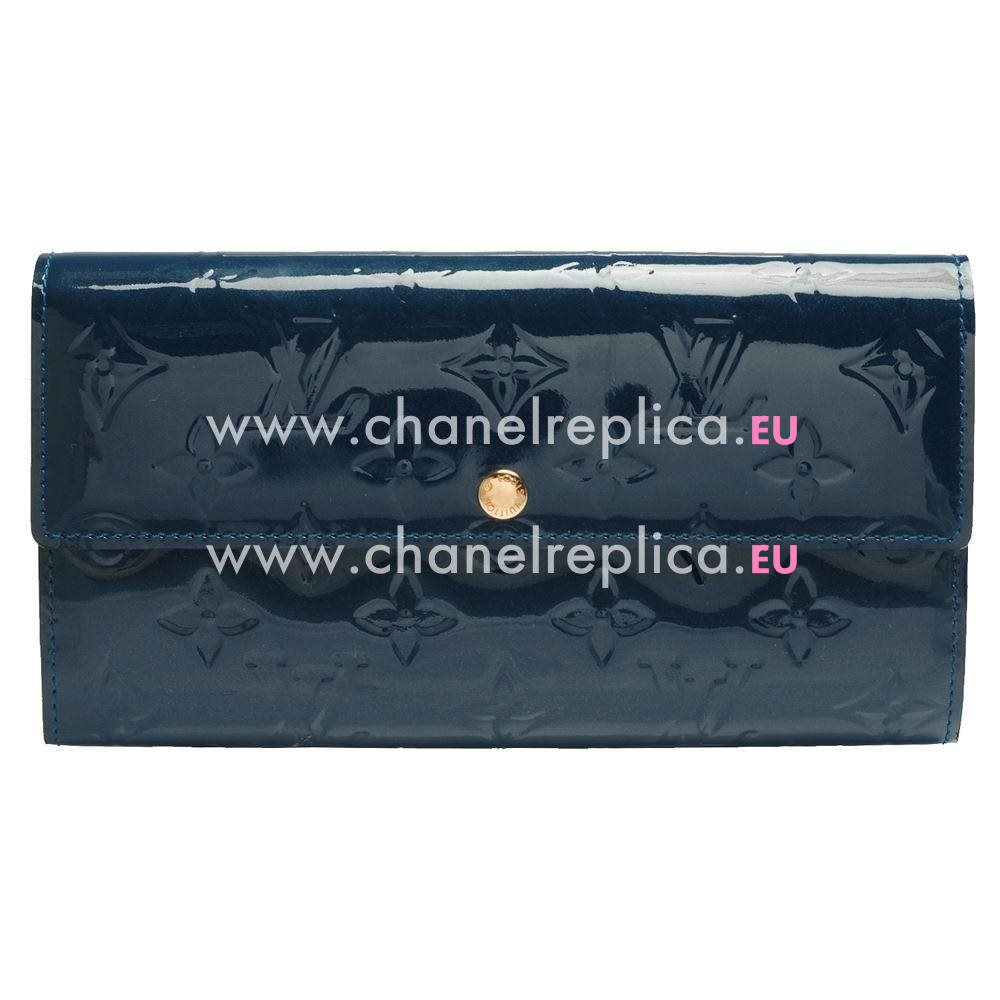 Louis Vuitton Monogram Vernis Patent Leather Wallet In Indigo blue M90049