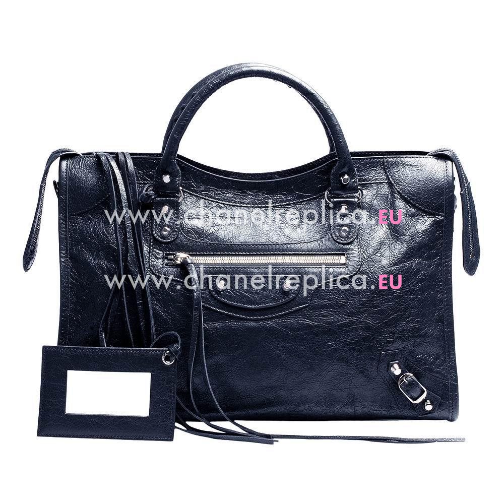 Balenciage City Lambskin Silvery hardware Classic Bag Blue B2054980