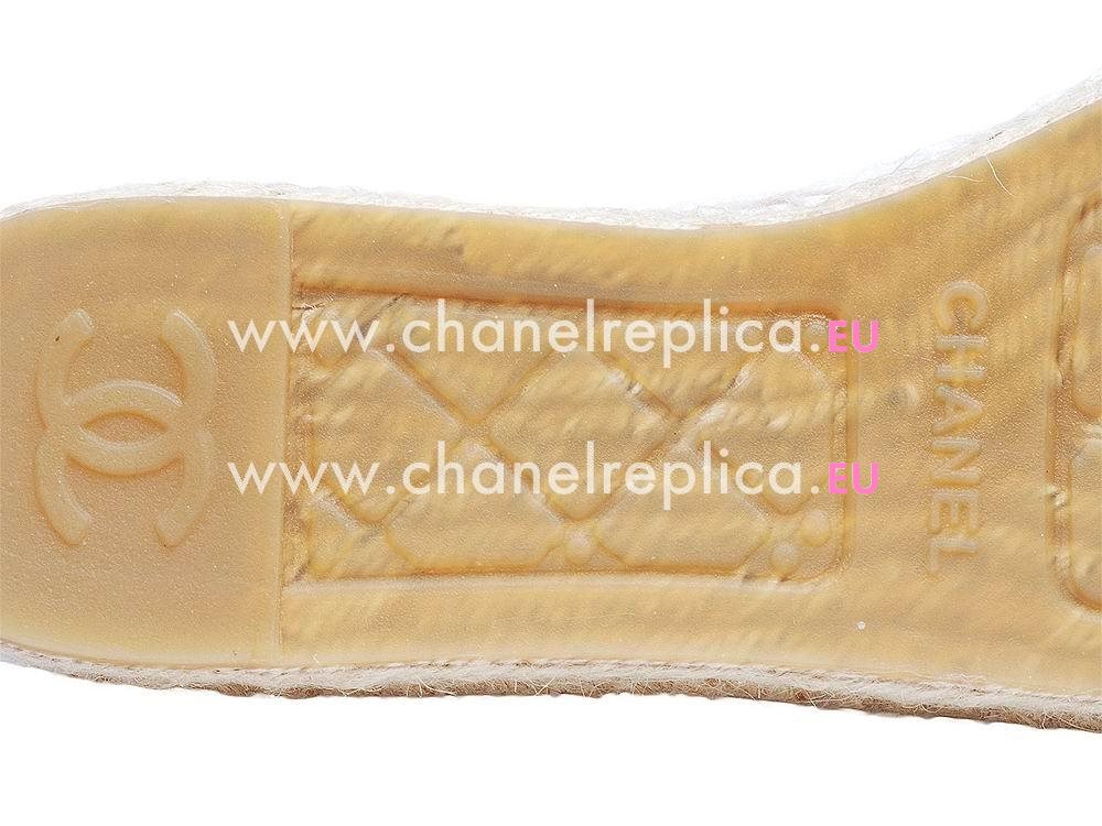 Chanel CC Patent Leather Espadrilles Penelope Shoes G29762-WHITE