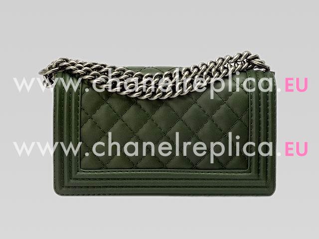 Chanel Medium Lambskin Boy Bag DarkGreen(Antique-Silver) A44576