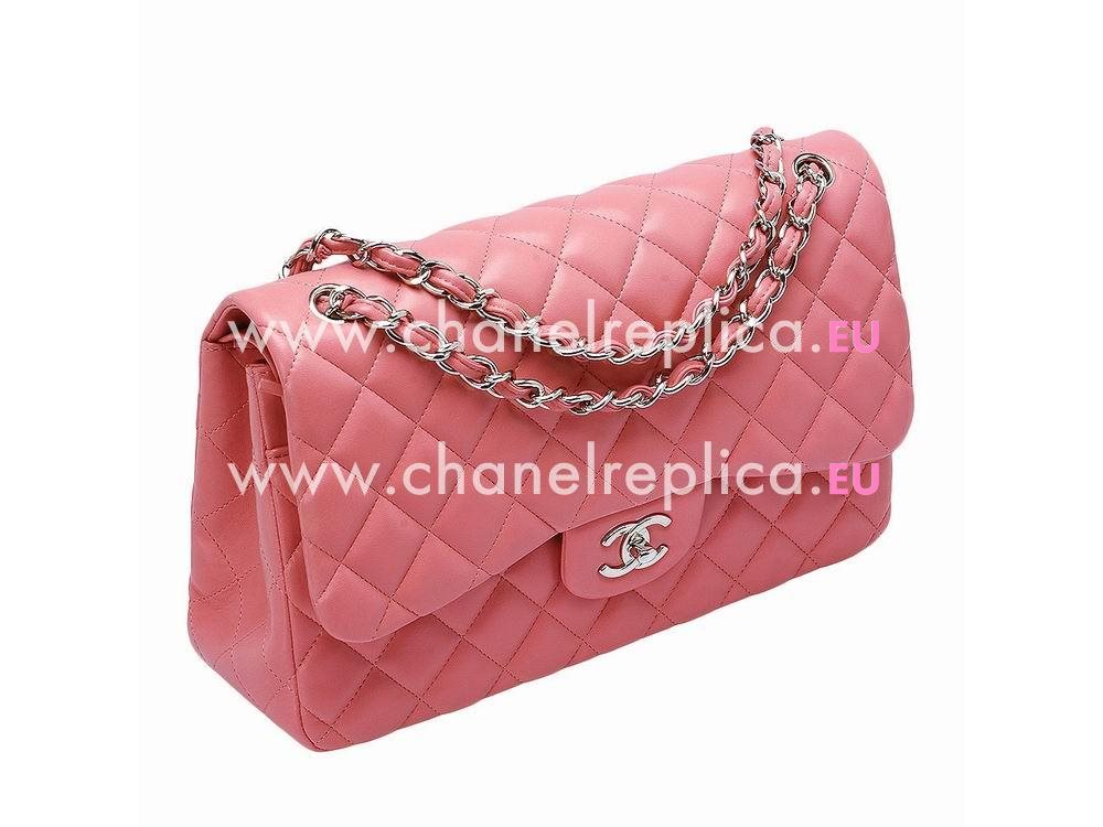 Chanel Lambskin Jumbo Coco Bag Pink Silver Chain A58600PKS