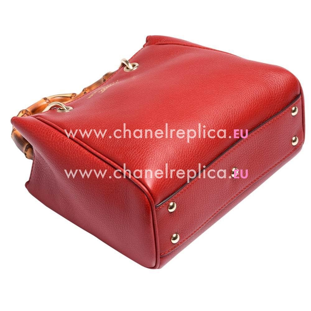 Gucci Bamboo Calfskin Handle Bag In Red G59640