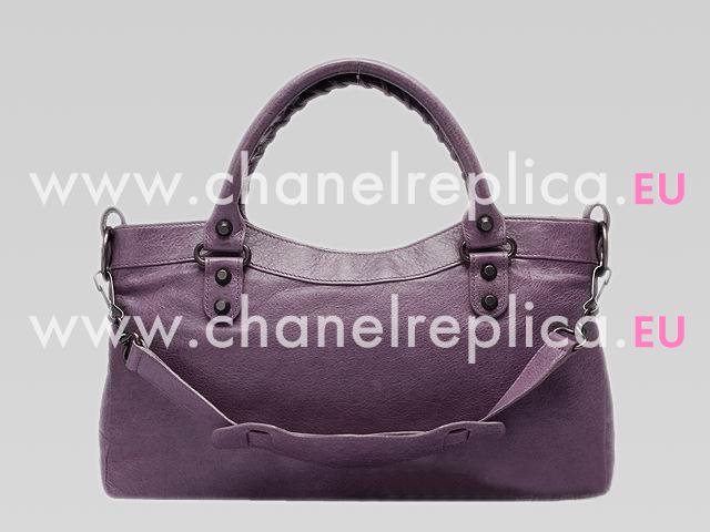 Balenciaga First Top Lambskin Leather Bag In Purple 103208PUR