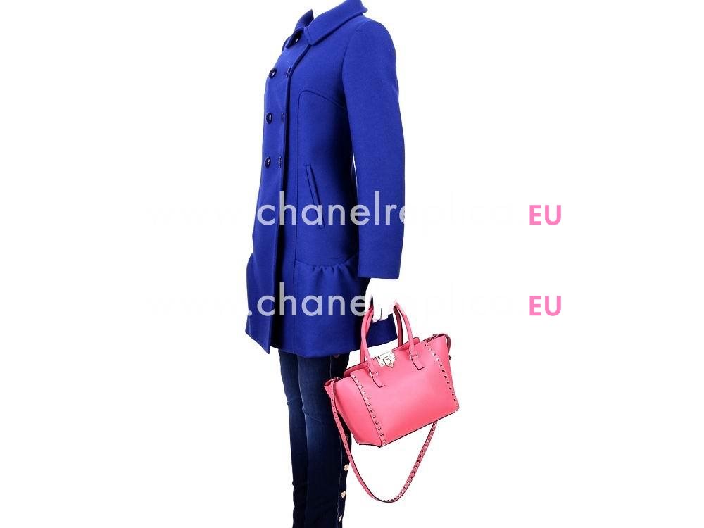 Valentino Rockstud Calfskin Small Handbag Hot Pink VA57222