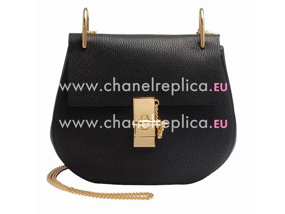 Chloe Drew Clemence Leather Golden Chain Bag Black CH982803