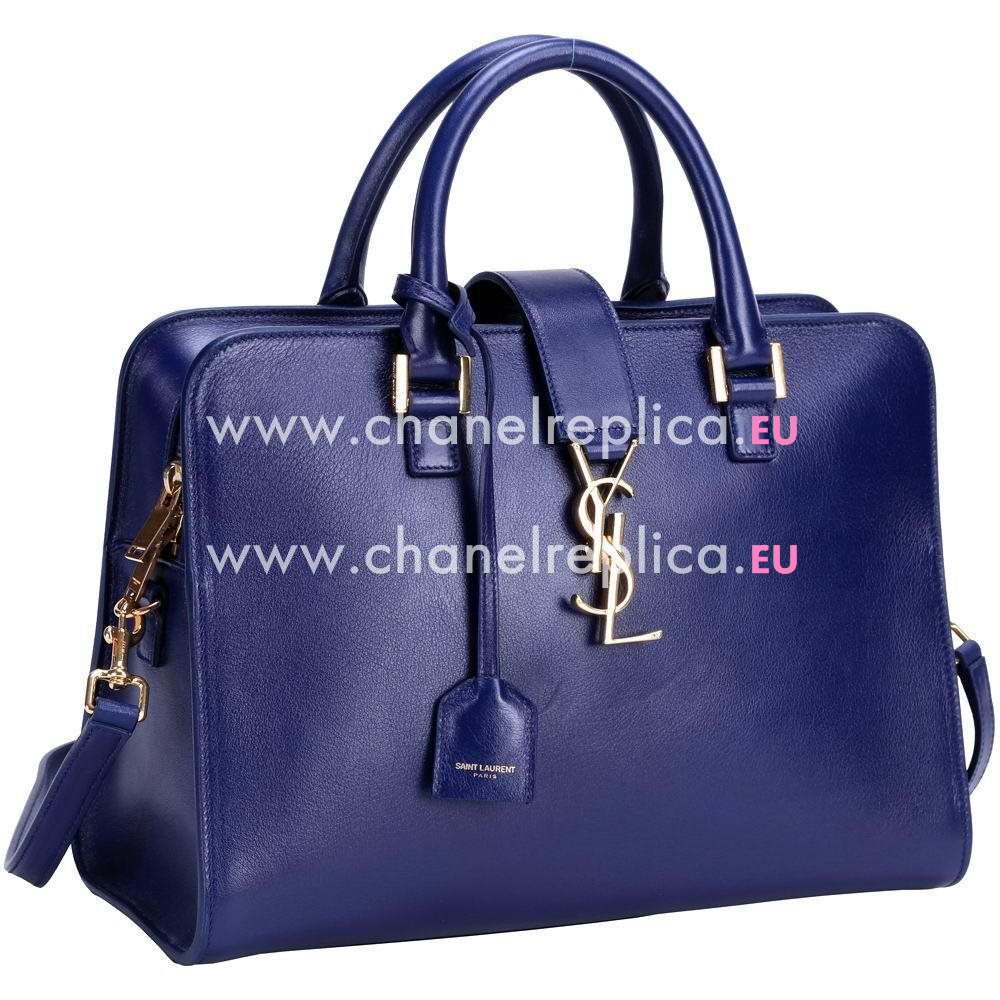 YSL Saint Laurent Cabas Monogram YSL Calfskin Bag In Blue YSL5717461