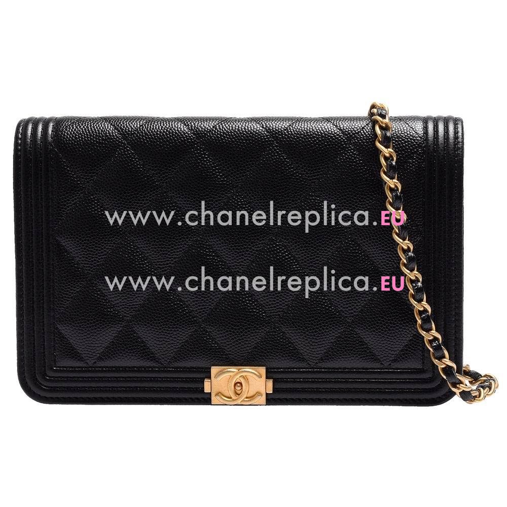 Chanel Caviar Leather Gold Chain Woc Boy Bag Black A942F08
