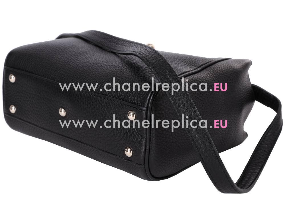 Gucci Bamboo Mini Calfskin Handle Bag In Black G59676