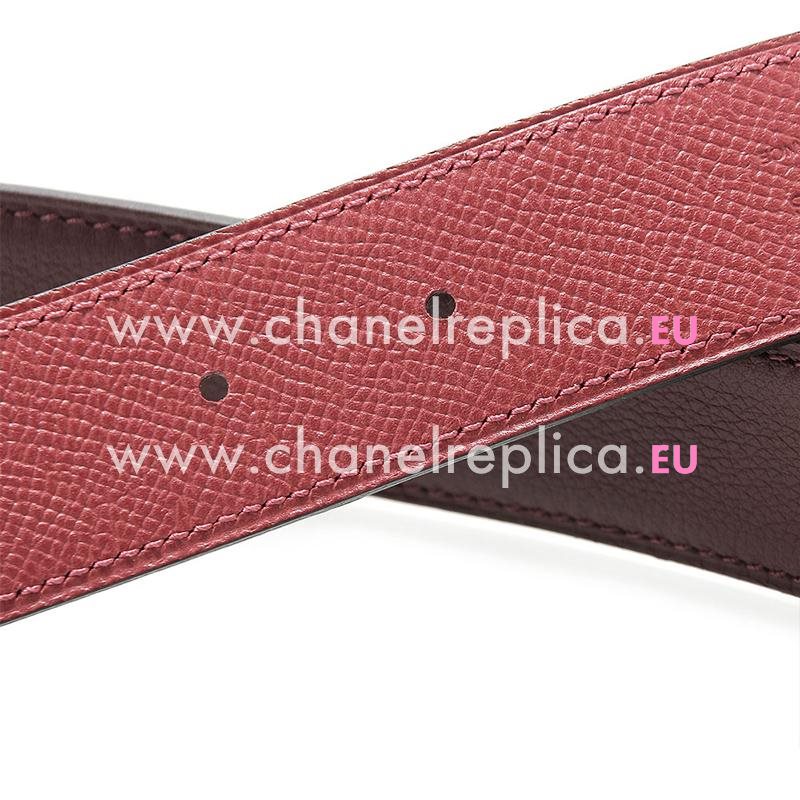 Hermes Gold H Red Epsom and Wine Red Box Leather Two-sided Belt H67N439