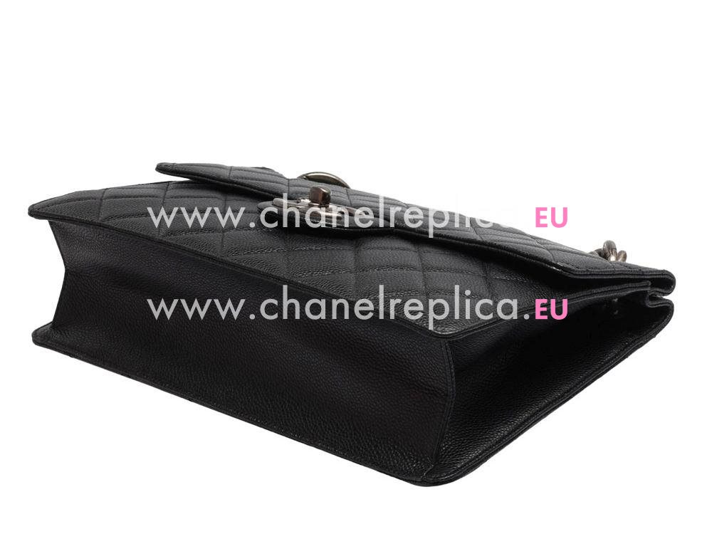 Chanel Caviar Thick Chain Flap Shoulder Bag In Black A55109