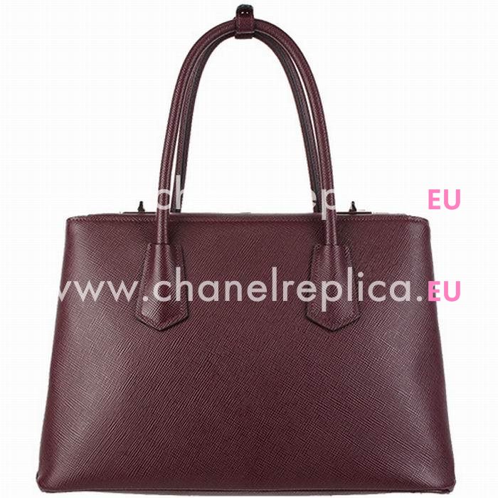 Prada Saffiano Cuir Small Double Tote Bag Wine Red BN2823-2A4A-F0403