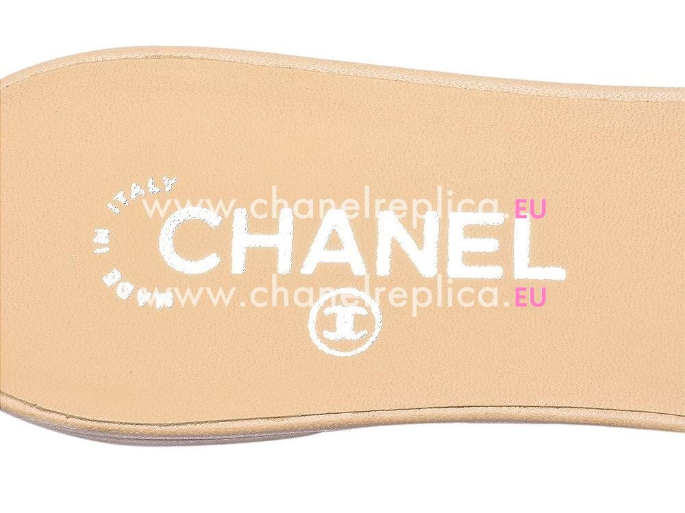Chanel Camellia Lambskin Sandle Cream A389168