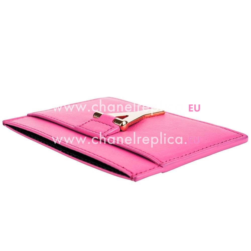 YSL Saint Laurent Paris Calfskin Y Cardcase In Pink YSL5145580