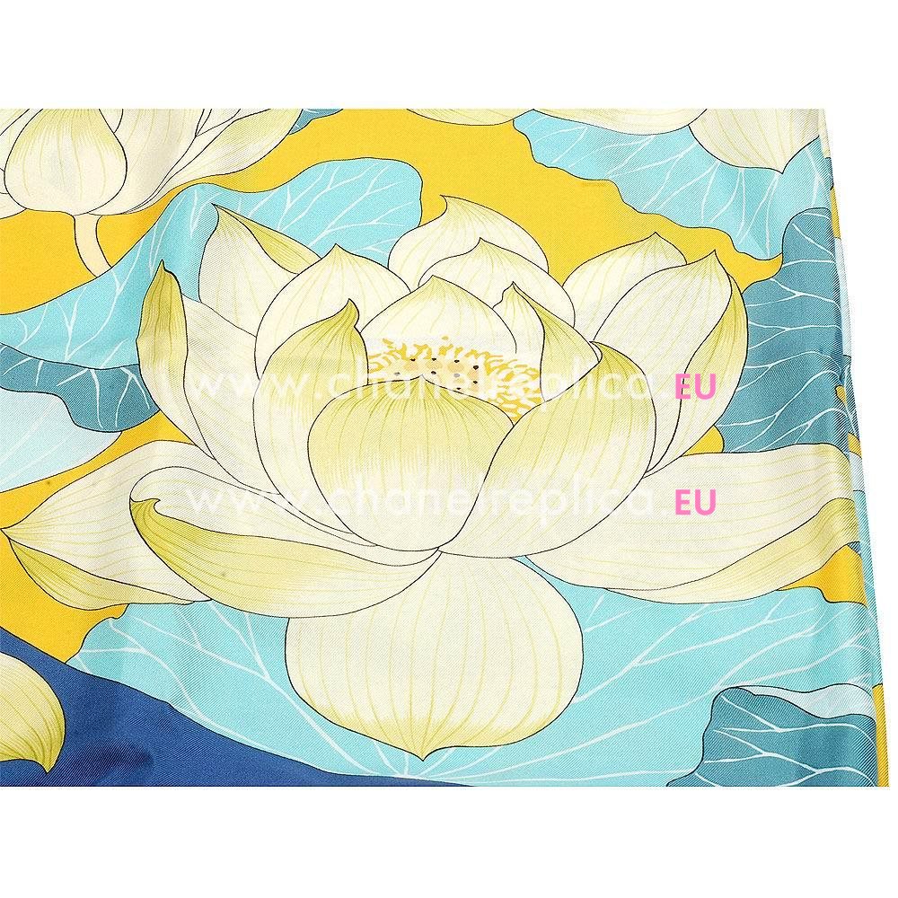 Hermes Lotus Silk Scarf Blue H6102839