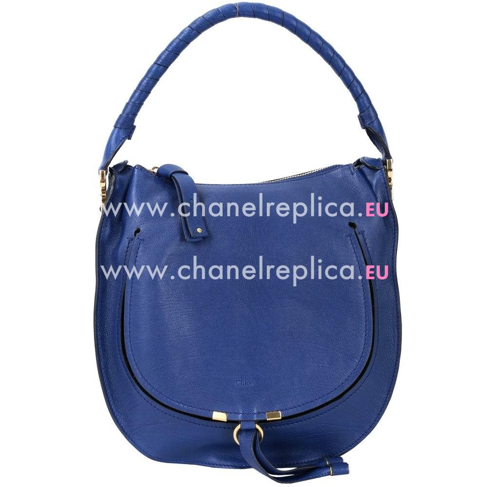 CHLOE Marcie Calfskin Shoulder Zipper Bag Blue CL7040410