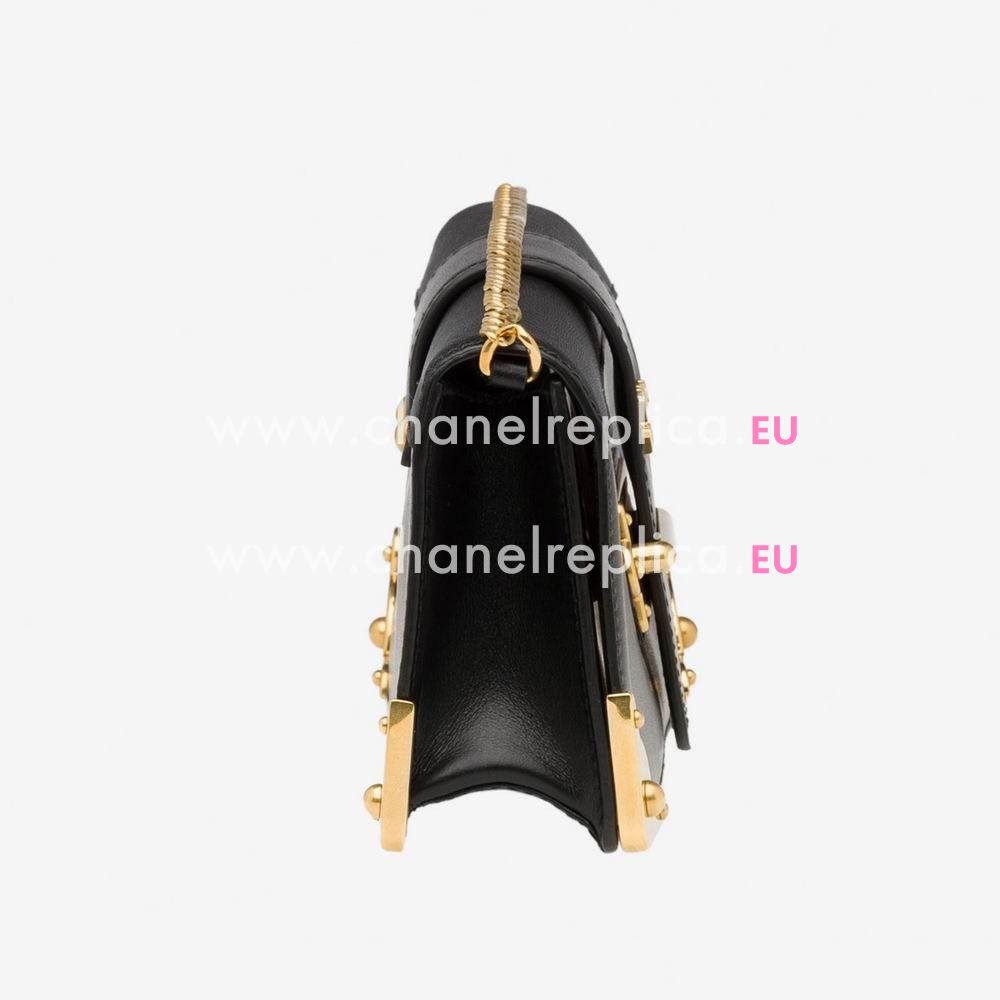 Prada Cahier Calf/Saffiano Leather Clutch Black P1B0482