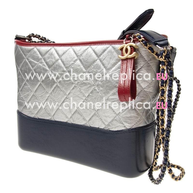 Chanel Gabrielle Two-tone Chain Shouldbag Silver/Red/Blue A93824RBSSGP