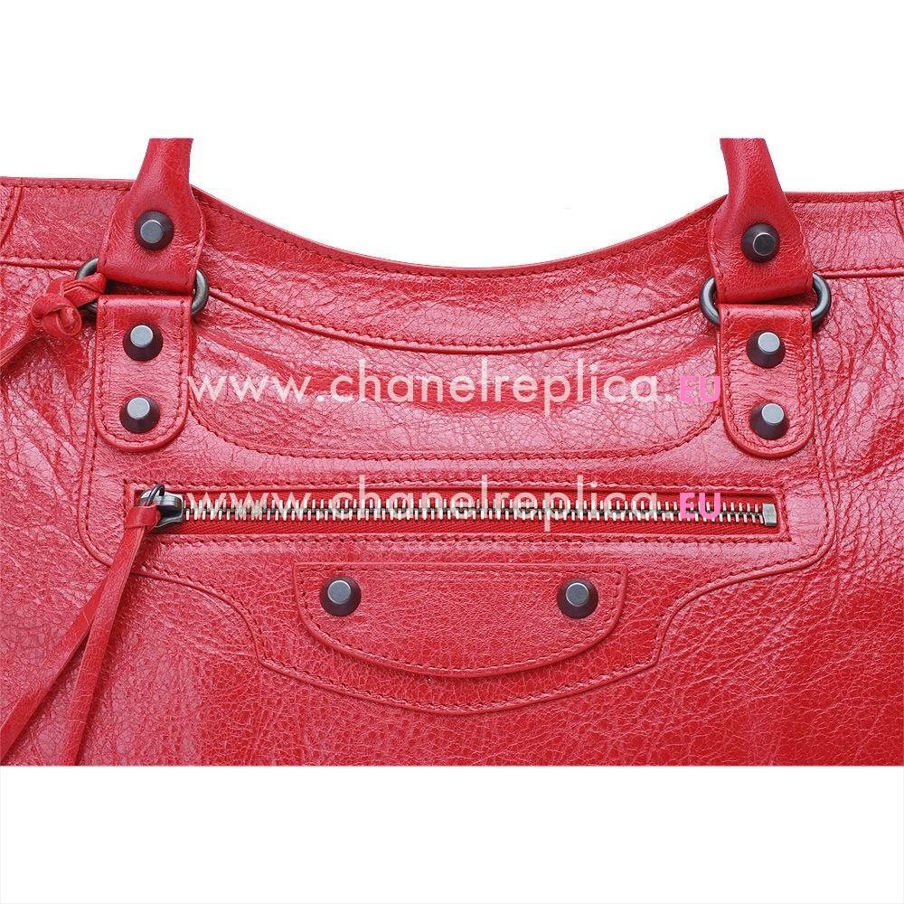 Balenciage City Lambskin Age Brass hardware Classic Bag Poppy red B4561932