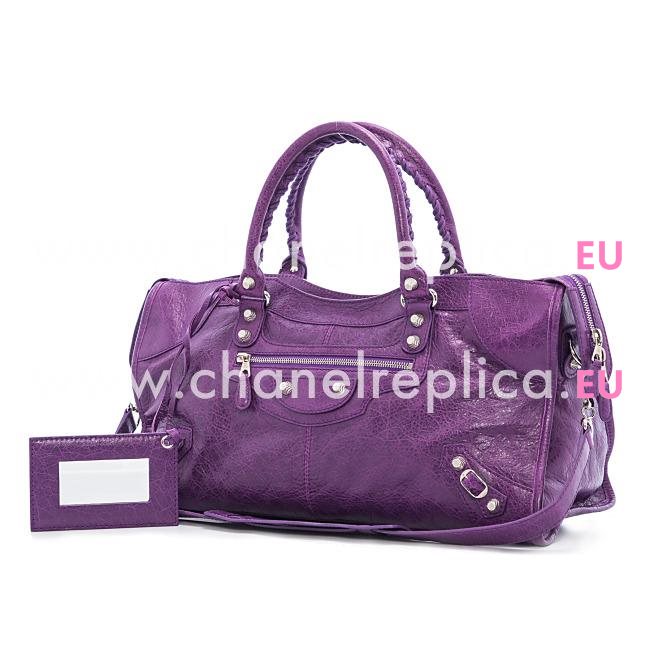 Balenciage Part Time Lambskin Silvery hardware Bag Purple B5258469