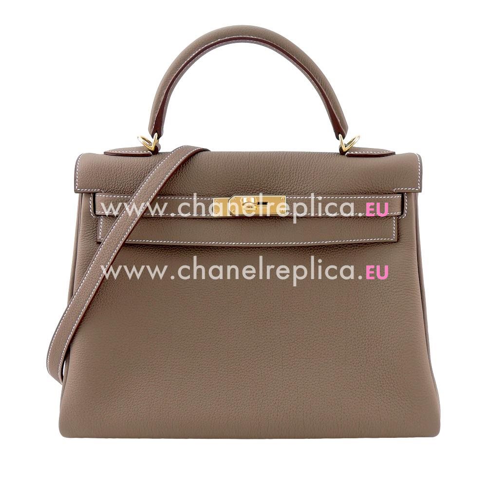 Hermes Kelly 32cm 18 Deep Camel Togo Leather Gold Hardware Handbag HK1032SDS