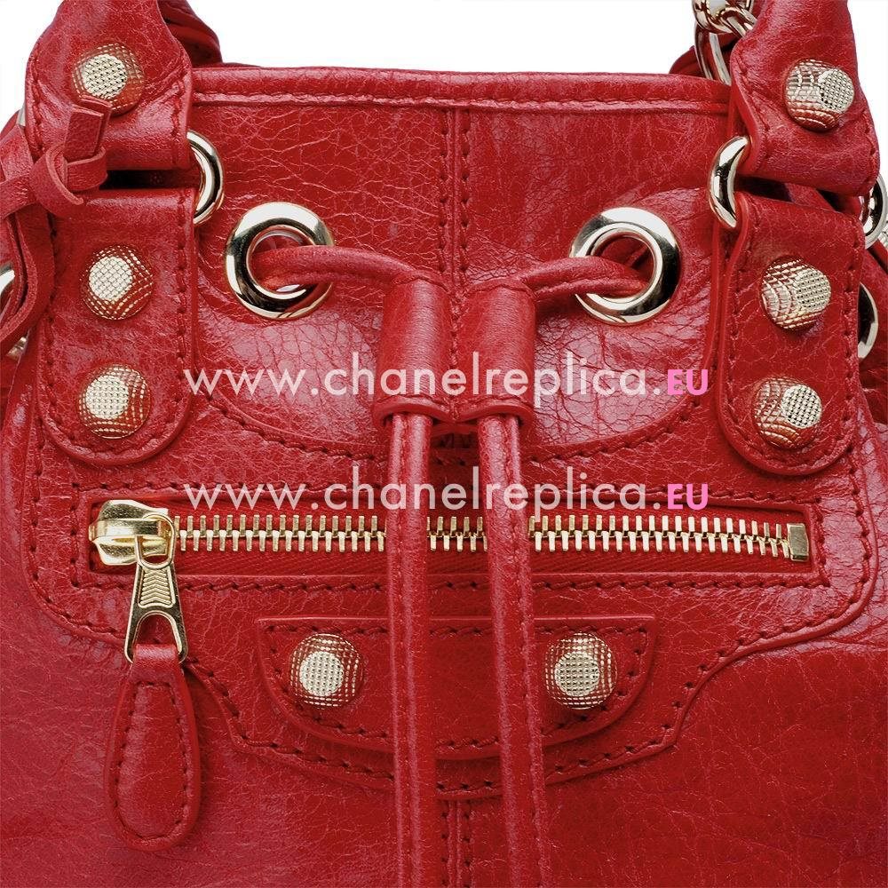 Balenciage Pompon Lambskin Gold hardware Classic Mini Bag Poppy Red B4545423