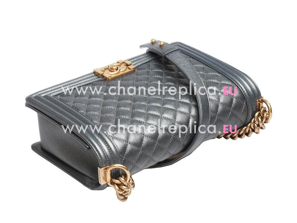 Chanel Caviar Reissue 28cm Boy Bag Gold Iron Blue-gray A56802