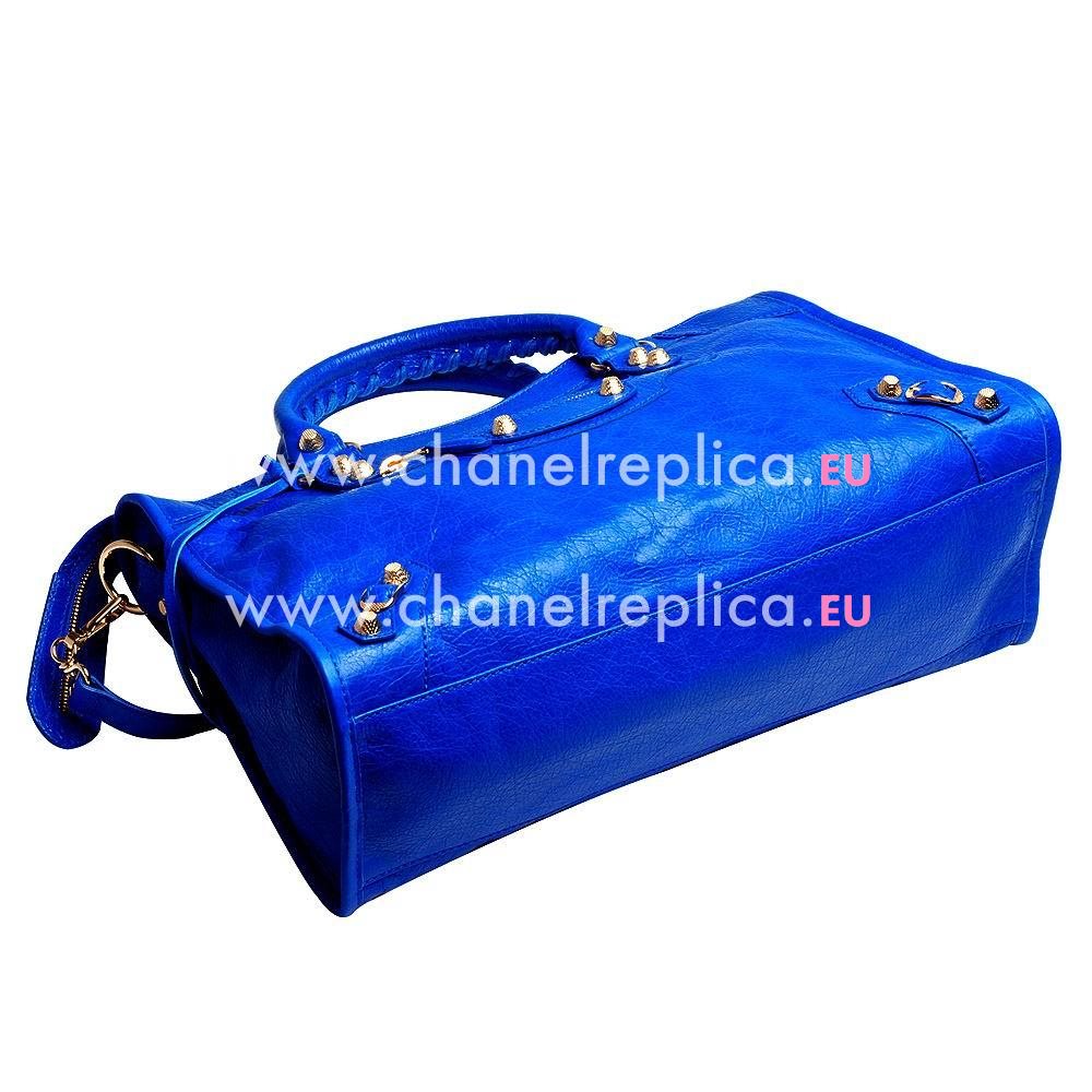 Balenciage City Lambskin Gold hardware Classic Bag Lightning Blue B2055013