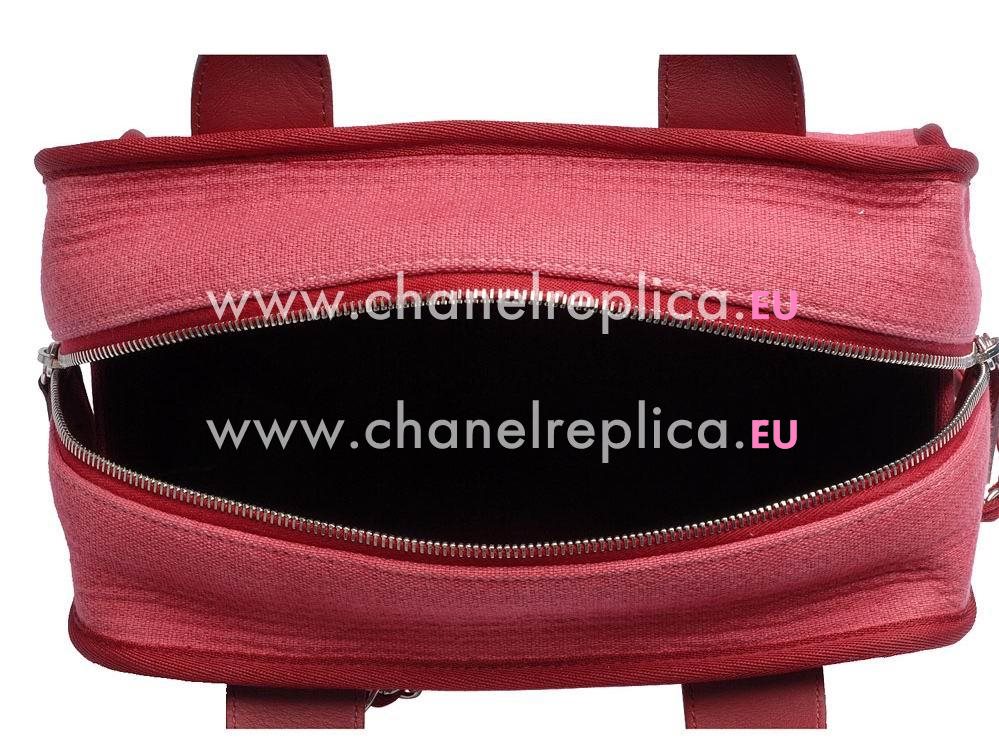 2015 Chanel Denim Deauville Bowling Handbag In Red A92749-RED-SS