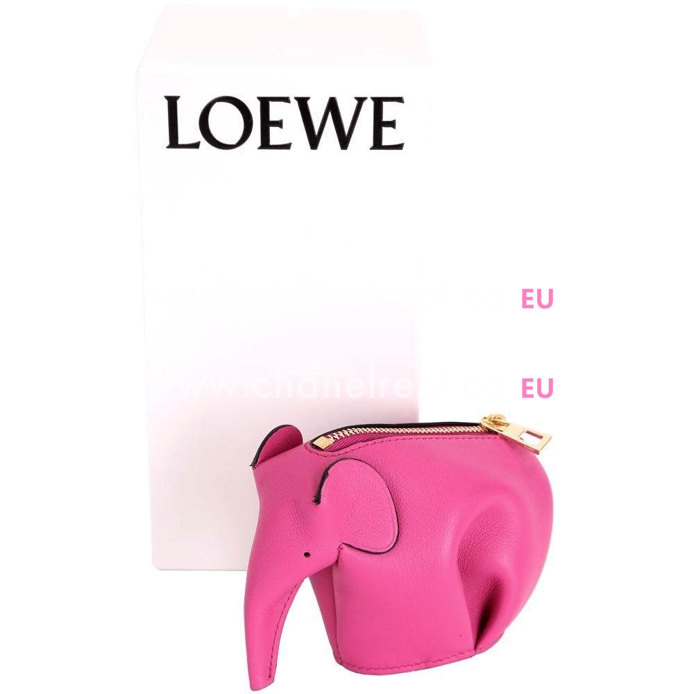 Loewe Animales Elephant Calfskin Wallet PeachPink L8011413