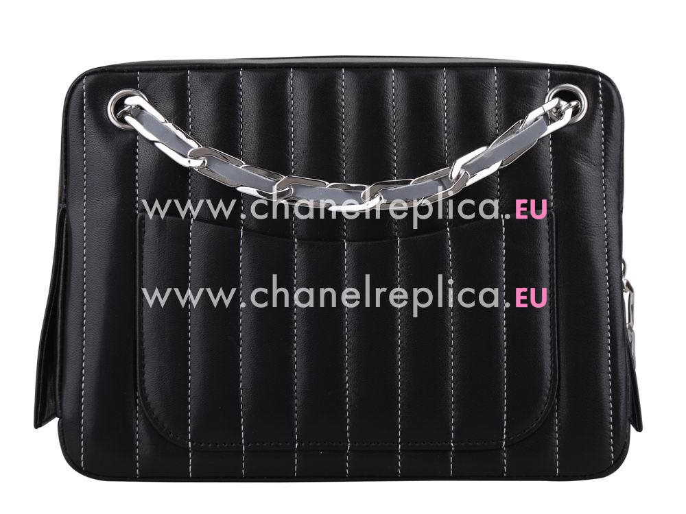 Chanel Classic Logo Lambskin Shoulder Bag In Black A57251