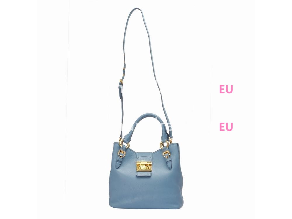 Miu Miu Madras Lambskin Handbag In Light Blue RNC887