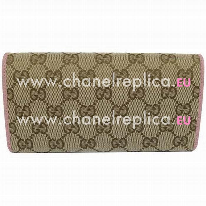 Gucci Classic GG Logo Cancas Calfskin Wallet Bag In Pink Camel G6111515