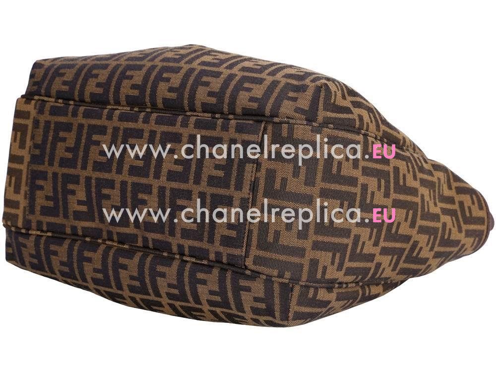 FENDI Classic Calfskin Jacquard Weave Shoulder Bag In Coffee F5710203