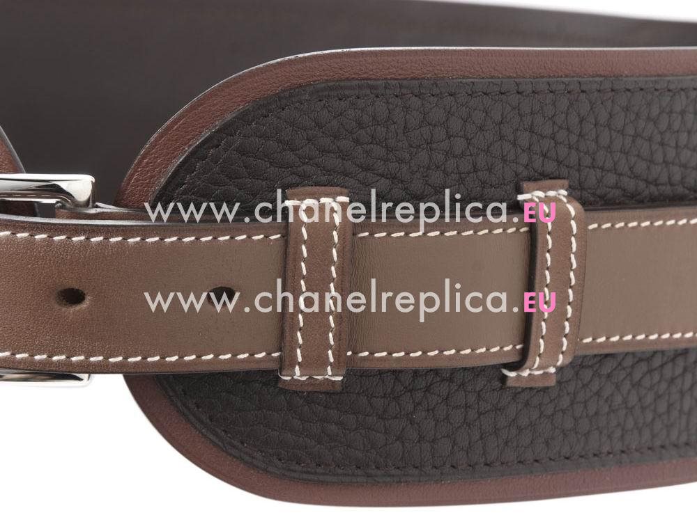Hermes Silver Light Brown Box and Deep Brown Togo Leahter Belt H400569