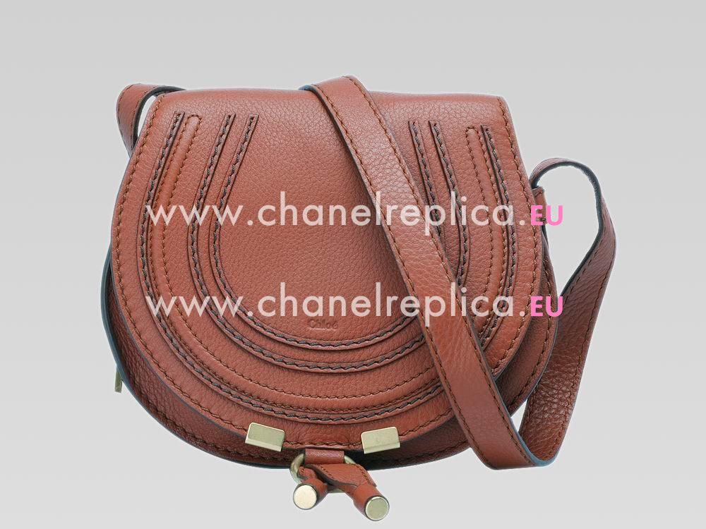 CHLOE Nano Marcie Calfskin Saddle Bag Whiskey Brown C457362