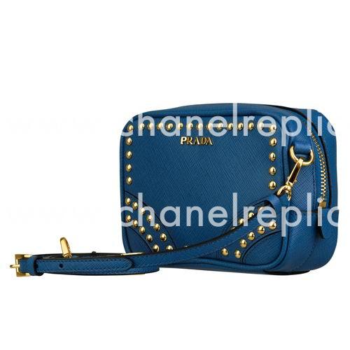 Prada Borchie Relievo Logo Calfskin Bag Blue PR5550645